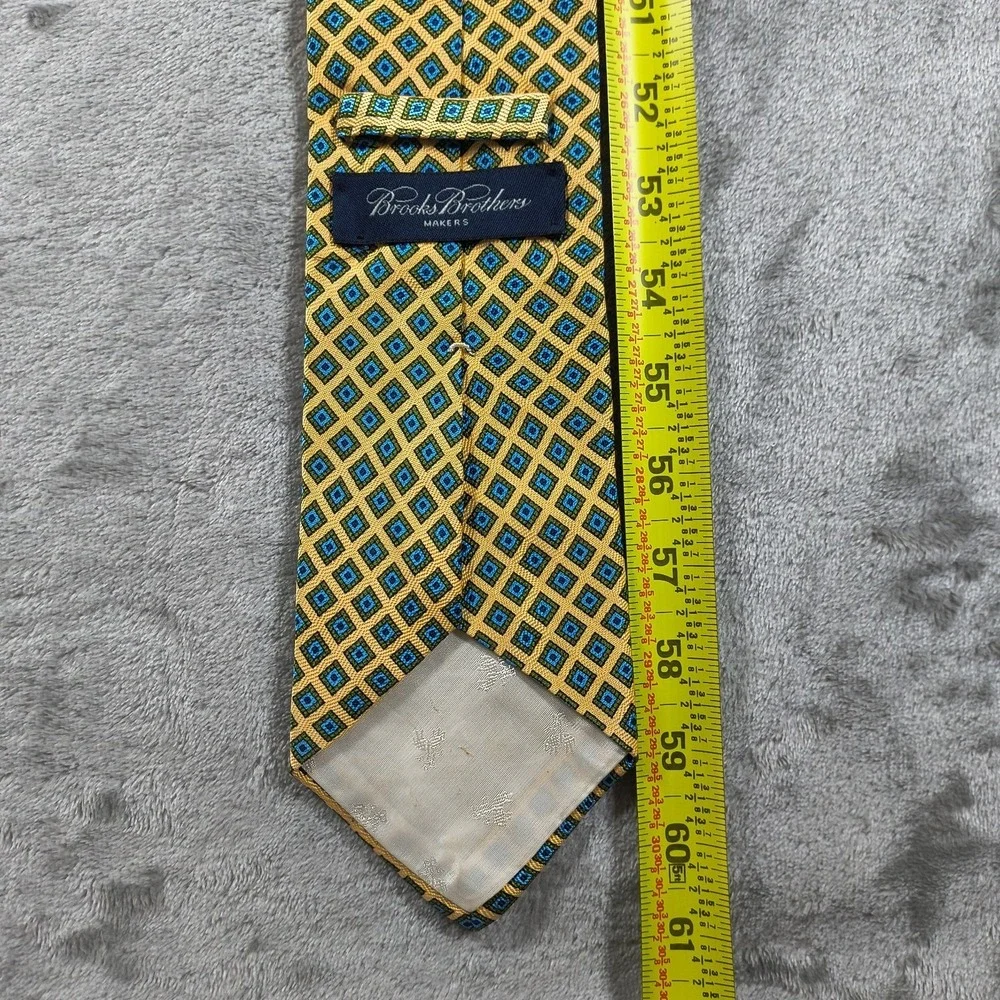 Vintage Brooks Brothers Makers Tie Mens 61x3.5 Silk Geometric Check Abstract USA